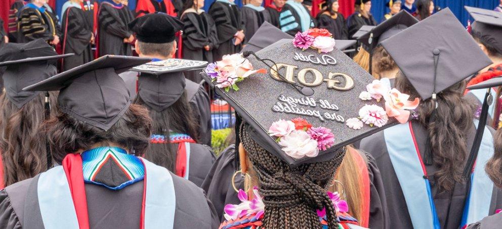 with god message on grad cap