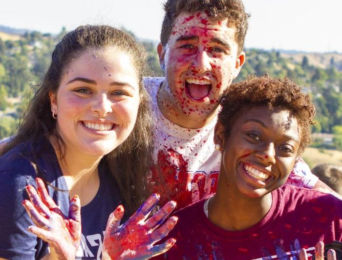 Saint Mary's accounting degree students having fun on Campus